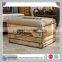 handmade bule painting solid poplar wooden foot stool bench stool CN