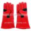 Red Color Safety Gloves,Cow Split Leather Work Glove,Leather Welding Gloves