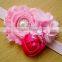 elastic with pearl fabric flower hair accessories for kids