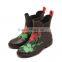 hotsale girls fashion stylish low height hand made natural rubber upper outsole printed chelsea style rain shoes water boots