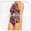OEM service halter backless floral print women swim wear