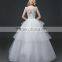 Cream Sleeveless A-line Tiered Wedding Dress Beaded Corchet Cut Out Back Crisscross Bride Grown