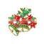 Pin Brooches Christmas Jingle Bell Gold Plated Red & Green Enamel Brooch Wholesale