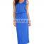 CHEFON Split v ankle length jersey knit maxi dress