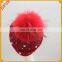 Fashion Design 3D Embroidery Beanie Knitting Pattern Acrylic Pom Hat