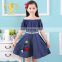 hand embroidery designs denim one piece fancy dresses for baby girl