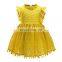 Fashion Girl Kids Party Hollow Lace Dress  Pom Pom Baby Dress