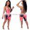 Women Playsuits Sexy Tie-dye Print V-Neck Hollow Out Romper Street Night Club Party Jumpsuits One Piece Outfits Bodysuit