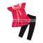 Girls Boutique Outfit Kids red tops + black pants 2pcs Set Spring Summer for 1-6T