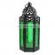 Factory direct selling American Rural iron Moroccan candle lantern windproof color glass Moroccan classical lantern decoration