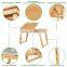 Multi Function Lapdesk Table Bed Tray Foldable Adjustable Breakfast Table Tilting Top with Storage Drawer Bamboo Wood Natural
