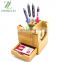 High Quality Bamboo Desk Square Pen Pencil Holder Stand Office Organizer With Tape Dispenser