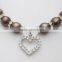 rhinstone heart charm pearl pet necklace jewelry for cat dogs