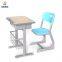 School Furniture Price Suppliers Single School Desk and Chair with height adjustable with MDF top for student used