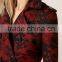 Women Winter Red Jacquard Classic Cotton Trench Coat