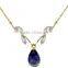 Diamond Necklace,14k Gold Pendant Necklace with Genuine Diamond & Sapphire