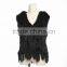 QD663 New Fashion Handknitted Rabbit & Raccoon Vest With Cap 2016