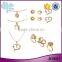 Cheap price high density zinc alloy gold plated rhinestone 9 pieces jewelry set