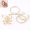 Fancy Jewelry Design Women Charm Skull Figer Rings High Quality Gold and Sliver Ring Pave Chain Rings Set
