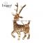 Christmas gift golden and gun black deer alloy and crystal brooch jewellry