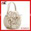 silk fabrics Champagne Pale Gold stereoscopic flower circular evening bag fashion hand bag for lady