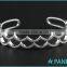 Micro Pave Zircon Water Waves Real Sterling Silver Bangles