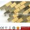 Imark Subway Yellow Travertine Marble Stone Mix Crackle Glazed Ceramic Mosaic Backsplash Tile / Art Ceramic Wall Tile