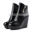 2015 New design women ladies fashion ankle boots wedge heeled cow suede leather short boots CP6700