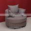 HOMCOM Round Shape Armchair Sofa Seat W/Backrest Swivel Wheels-Grey