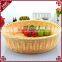 S&D Colored Plastic Rattan Bread basket , White Wicker Handmade Round Flowers Fruits Bread Picnic Gift basket