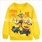 1pcs/lot 2015 despicable me 2 minion boys cartoon clothes girls nova children winter minions clothing casual kids hoodies