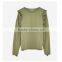 Women Fashion Long Sleeve Frilled T-shirts Tops Printed Round Neck Tops Blouses