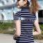 Wholesale 100% cotton stripe printing women's Polo Shirt