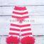 Hot Pink Baby Girls Stripes Pattern Leg Warmers With Chiffon Ruffle Baby Legging Clothing