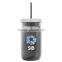 USA Made 27 oz Tritan Mason Jar With Screw-On Lid and Digital Imprint - measurements molded into side of jar