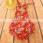 Cheap wholesale red floral kids romper printed newborn baby outfit2016