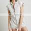 CHEFON Zip front rolled shorts buttom and breast pockets women romper,short pants romper