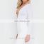 New Style White Ladies Lace Up Long Sleeve Bodysuit