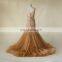 Noble Lace Beads Tulle Mermaid Sexy See Through Back Scoop Neck Wedding Dress