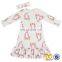 Wholesale Baby Girls Pink Flower Deer Ruffle Wear Frock Cute Kids Children Party Dresses.