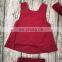 2019 Summer red girls dress & ruffle bloomer pants & headband 3pc set