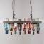 Retro Chandelier Cafe Colored Glass Wine Bottle Pendent
