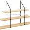 3-Tier  Wide Metal Wall Decor Storage Organizer Display Shelf with wooden panel