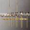 BOULE luxury living room hotel interior decoration double linear industrial metal transparent smoke gray crystal chandelier