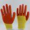 yellow polyester thread knitted PVC palm and fingers coated water-proof safety work gloves