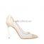 Fashion Leather and Mesh Collage Patent Leather Piping Blade Heel Shoes Women