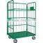 Hot sale folding metal logisitc moving mesh roll container with plastic base pannel