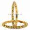 Indian Traditional Design Gold Plated 2 Pcs Polki Bangles Bracelet Set