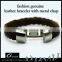 Women girl mens black brown retrobraided leather bracelet