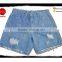 New women denim shorts fashion bead flowers hot sale gilrs shorts with holes